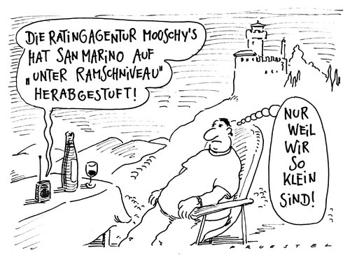 Cartoon: mooschys (medium) by Andreas Prüstel tagged ratingagenturen,staatsschulden,sanmarino,ratingagenturen,staatsschulden,san marino,rating,san,marino