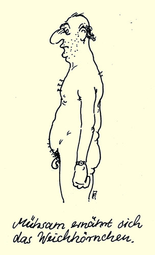 Cartoon: mühsam (medium) by Andreas Prüstel tagged alter,männlichkeit,potenz,sinnspruch,cartoon,karikatur,andreas,pruestel