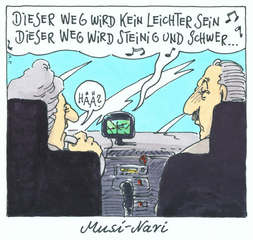 Cartoon: musi-navi (medium) by Andreas Prüstel tagged xaviernaidoo,songtext,tomtom,navigationssystem,navigationssystem,tomtom,xavier naidoo,navigation,auto,orientierung,xavier,naidoo