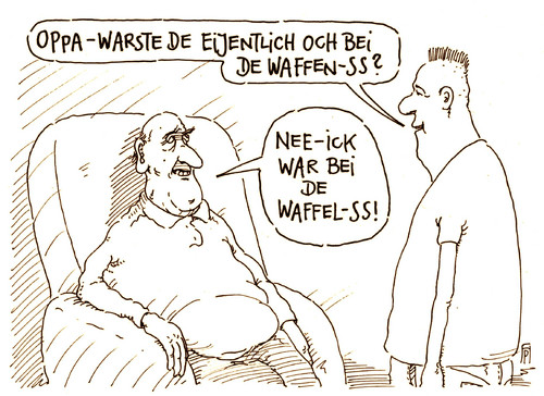 Cartoon: nachfrage (medium) by Andreas Prüstel tagged faschismus,nazizeit,ss,waffenss,großvater,opa,enkel,generationen,waffel,cartoon,karikatur,andreas,pruestel,faschismus,nazizeit,ss,waffenss,großvater,opa,enkel,generationen,waffel,cartoon,karikatur,andreas,pruestel