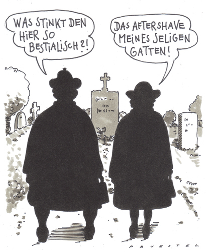 Cartoon: nachhaltig (medium) by Andreas Prüstel tagged friedhof,grab,witwen,aftershave,nachhaltigkeit,gestank,friedhof,grab,witwen,aftershave,nachhaltigkeit,gestank,sterben,alter,stinken,geruch,tod