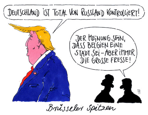 Cartoon: nato-gipfel (medium) by Andreas Prüstel tagged nato,gipfel,brüssel,trump,deitschland,russland,belgien,brüsseler,spitzen,cartoon,karikatur,andreas,pruestel,nato,gipfel,brüssel,trump,deitschland,russland,belgien,brüsseler,spitzen,cartoon,karikatur,andreas,pruestel