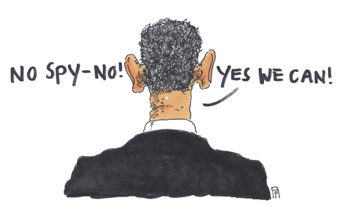 Cartoon: no spy no (medium) by Andreas Prüstel tagged no,spy,abkommen,usa,deutschland,verbündete,ausspionierung,obama,merkel,cartoon,karikatur,andreas,pruestel,no,spy,abkommen,usa,deutschland,verbündete,ausspionierung,obama,merkel,cartoon,karikatur,andreas,pruestel