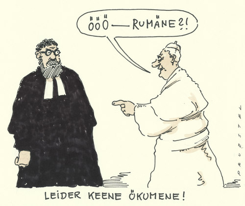 Cartoon: ökumene (medium) by Andreas Prüstel tagged papst,benedikt,papstbesuch,katholiken,protestanten,ökumene,papst benedikt,papst,papstbesuch,katholiken,protestanten,ökumene,benedikt