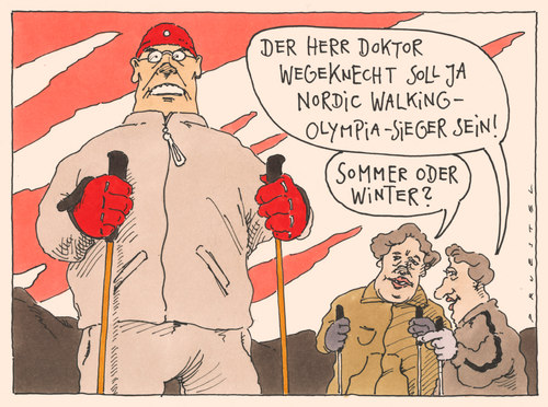 Cartoon: olympiasieger (medium) by Andreas Prüstel tagged bordic,walking,freizeitsport,olympia,olympiasieger,cartoon,karikatur,andreas,pruestel,bordic,walking,freizeitsport,olympia,olympiasieger,cartoon,karikatur,andreas,pruestel