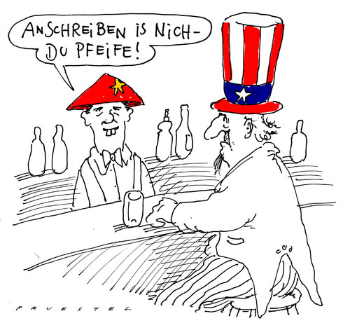 Cartoon: onkel sams bonität (medium) by Andreas Prüstel tagged usa,bonität,kreditwürdigkeit,china,usa,kreditwürdigkeit,china