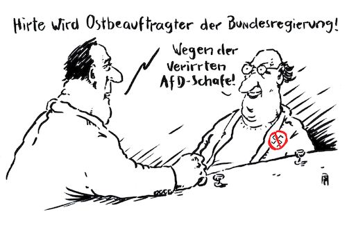 Cartoon: ostbeauftragter (medium) by Andreas Prüstel tagged neue,bundesregierung,ostbeauftragter,länder,christian,hirte,afdwähler,cartoon,karikatur,andreas,pruestel,neue,bundesregierung,ostbeauftragter,länder,christian,hirte,afdwähler,cartoon,karikatur,andreas,pruestel