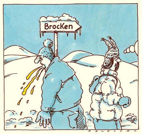 Cartoon: o.t. (medium) by Andreas Prüstel tagged brocken,harz,übelkeit,kotzen,kotzbrocken,brocken,harz,übelkeit,kotzen,kotzbrocken,schlecht,berg,wandern,schnee,klettern,sport
