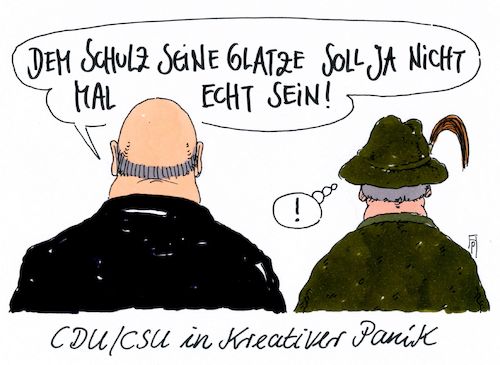 Cartoon: panik (medium) by Andreas Prüstel tagged cdu,csu,spd,kanzlerkandidaten,martin,schulz,umfragewerte,glatze,cartoon,karikatur,andreas,pruestel,cdu,csu,spd,kanzlerkandidaten,martin,schulz,umfragewerte,glatze,cartoon,karikatur,andreas,pruestel