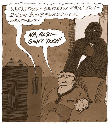 Cartoon: passt! (medium) by Andreas Prüstel tagged überfall,bombenanschläge,überfall,kriminalität,gewalt,zerstörung,anschlag,terroristen,terrorist,bombenanschlag,bedrohung,sicherheit,attacke,attentäter,terror,krimineller,verbrechen,verbrecher,mord,ermorden,tod,sterben,moral,ethik,tv,medien,nachrichten,news,presse,fernsehen,unterhaltung,schrecken,furcht,angst,einbrecher,nachrichtensprecher,regierung