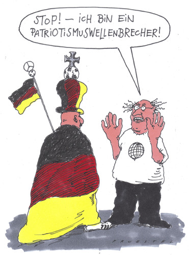 Cartoon: patriotismus (medium) by Andreas Prüstel tagged fußballweltmeisterschaft,brasilien,deutschland,patriotismus,nationalismus,fans,fahnen,fanutensilien,wellenbrecher,cartoon,karikatur,andreas,pruestel,fußballweltmeisterschaft,brasilien,deutschland,patriotismus,nationalismus,fans,fahnen,fanutensilien,wellenbrecher,cartoon,karikatur,andreas,pruestel