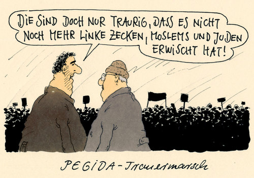 Cartoon: pegida-heuchelei (medium) by Andreas Prüstel tagged pegida,demo,dresden,attentate,paris,charlie,hebdo,linke,zecken,moslems,islam,juden,heuchelei,trauer,tod,cartoon,karikatur,andreas,pruestel,pegida,demo,dresden,attentate,paris,charlie,hebdo,linke,zecken,moslems,islam,juden,heuchelei,trauer,tod,cartoon,karikatur,andreas,pruestel