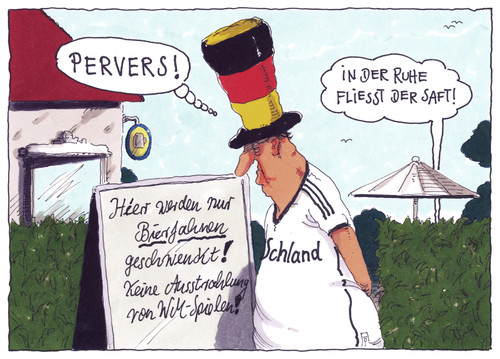 Cartoon: pervers oder clever? (medium) by Andreas Prüstel tagged bier,gasthof,kneipe,übertragung,tv,fans,pruestel,andreas,karikatur,cartoon,viewing,public,bierfahne,brasilien,fußballweltmeisterschaft,fußballweltmeisterschaft,brasilien,piblic,viewing,cartoon,karikatur,andreas,pruestel,fans,tv,übertragung,kneipe,gasthof,bier