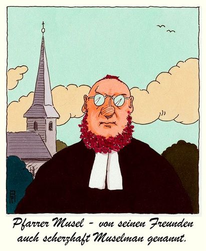 Cartoon: pfarrer musel (medium) by Andreas Prüstel tagged pfarrer,christentum,islam,moslem,muselman,cartoon,karikatur,andreas,pruestel