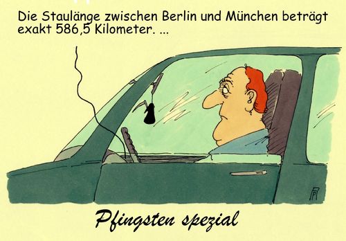 Cartoon: pfingsten spezial (medium) by Andreas Prüstel tagged lokführerstreik,streik,gdl,bahn,auto,autobahn,stau,berlin,münchen,pfingsten,staulänge,cartoon,karikatur,andreas,pruestel,lokführerstreik,streik,gdl,bahn,auto,autobahn,stau,berlin,münchen,pfingsten,staulänge,cartoon,karikatur,andreas,pruestel