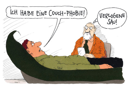 Cartoon: phobie (medium) by Andreas Prüstel tagged psychotherapie,couch,psychotherapeut,phobie,cartoon,karikatur,andreas,pruestel,psychotherapie,couch,psychotherapeut,phobie,cartoon,karikatur,andreas,pruestel