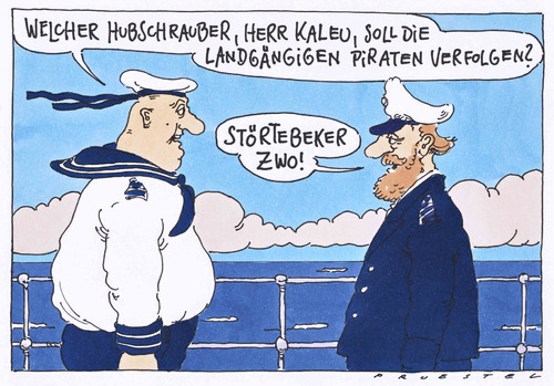 Cartoon: pirateneinsatz (medium) by Andreas Prüstel tagged antpirateneinsätze,marine,bundeswehrmandat,lufteinsatz,somalia,marine,bundeswehrmandat,lufteinsatz,somalia