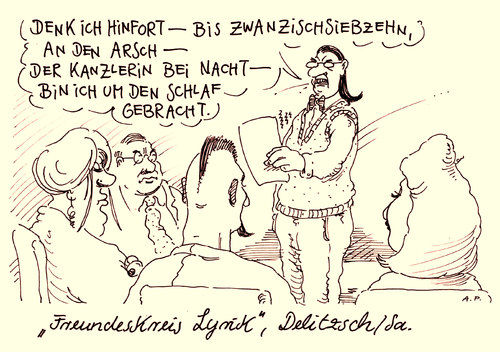 Cartoon: politische lyrik (medium) by Andreas Prüstel tagged lyrik,gedicht,freundeskreis,wahlen,angela,merkel,bundeskanzlerin,arsch,delitzsch,sachsen,cartoon,karikatur,andreas,pruestel,lyrik,gedicht,freundeskreis,wahlen,angela,merkel,bundeskanzlerin,arsch,delitzsch,sachsen,cartoon,karikatur,andreas,pruestel