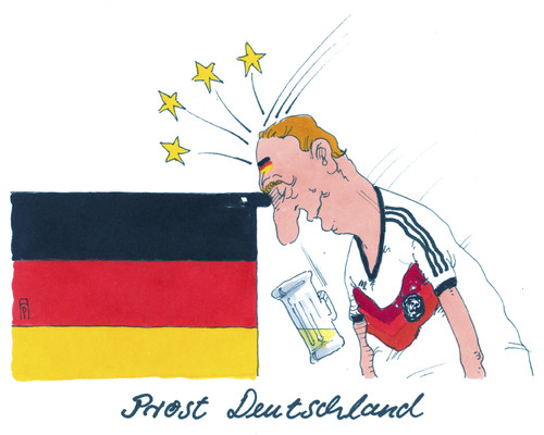 Cartoon: prost deutschland (medium) by Andreas Prüstel tagged pruestel,andreas,karkatur,cartoon,stern,vierter,weltmeister,deutschland,argentinien,finale,brasilien,fußballweltmeisterschaft,fußballweltmeisterschaft,brasilien,finale,argentinien,deutschland,weltmeister,vierter,stern,cartoon,karkatur,andreas,pruestel