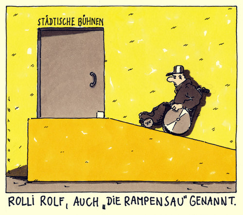 Cartoon: rampen (medium) by Andreas Prüstel tagged rampe,rampen,rampensau,schauspieler,theater,rollstuhl,rollstuhlfahrer,rolli,rampe,rampen,schauspieler,theater,rollstuhl,rollstuhlfahrer,rolli