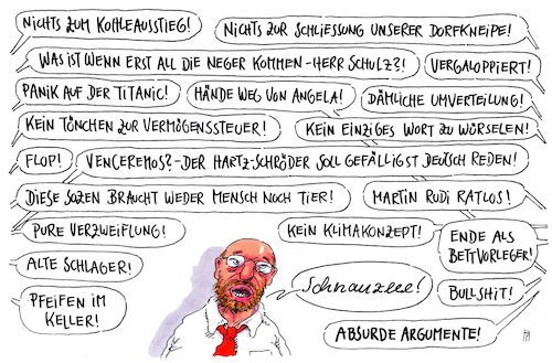 Cartoon: reaktionen (medium) by Andreas Prüstel tagged spd,parteitag,wahlprogramm,bundestagswahl,martin,schulz,reaktionen,politische,gegner,cartoon,karikatur,andreas,pruestel,spd,parteitag,wahlprogramm,bundestagswahl,martin,schulz,reaktionen,politische,gegner,cartoon,karikatur,andreas,pruestel