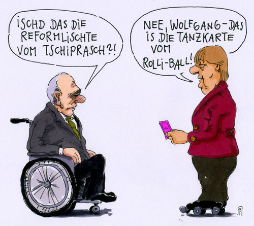 Cartoon: reformliste (medium) by Andreas Prüstel tagged griechenland,reformliste,tsipras,berlinbesuch,schäuble,merkel,rolliball,tanzkarte,cartoon,karikatur,andreas,pruestel,griechenland,reformliste,tsipras,berlinbesuch,schäuble,merkel,rolliball,tanzkarte,cartoon,karikatur,andreas,pruestel