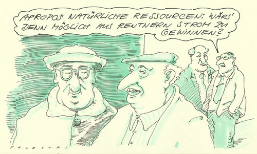 Cartoon: ressourcen (medium) by Andreas Prüstel tagged rentner,senioren,stromgewinnung,rentner,senioren,stromgewinnung