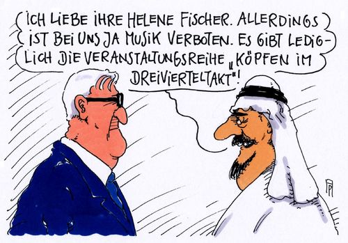 Cartoon: riad-rhythmik (medium) by Andreas Prüstel tagged saudi,arabien,riad,saudis,steinmeier,außenminister,musik,kultur,hinrichtungen,köpfungen,helene,fischer,musikvervot,cartoon,karikatur,andreas,pruestel,saudi,arabien,riad,saudis,steinmeier,außenminister,musik,kultur,hinrichtungen,köpfungen,helene,fischer,musikvervot,cartoon,karikatur,andreas,pruestel