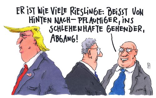 Cartoon: riesling (medium) by Andreas Prüstel tagged usa,trump,zwanzig,charackterisierung,riesling,wein,cartoon,karikatur,andreas,pruestel,usa,trump,zwanzig,charackterisierung,riesling,wein,cartoon,karikatur,andreas,pruestel