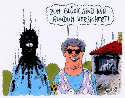 Cartoon: rundum (medium) by Andreas Prüstel tagged versicherungen,rundumversicherung,brand,eigenheim,ehepaar,blindheit,cartoon,karikatur,andreas,pruestel,versicherungen,rundumversicherung,brand,eigenheim,ehepaar,blindheit,cartoon,karikatur,andreas,pruestel