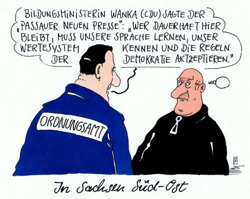 Cartoon: sachsen spezial (medium) by Andreas Prüstel tagged immigration,flüchtlinge,sachsen,fremdenfeindlichkeit,sprache,deutsch,dialekt,sächsisch,rechtsradikal,neonazi,wanka,cdu,wertesystem,demokratie,passauer,neue,presse,ordnungsamt,cartoon,karikatur,andreas,pruestel,immigration,flüchtlinge,sachsen,fremdenfeindlichkeit,sprache,deutsch,dialekt,sächsisch,rechtsradikal,neonazi,wanka,cdu,wertesystem,demokratie,passauer,neue,presse,ordnungsamt,cartoon,karikatur,andreas,pruestel