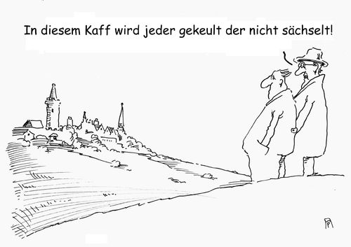 Cartoon: sächseln (medium) by Andreas Prüstel tagged sachsen,freital,fremdenfeindlichkeit,flüchtlinge,flüchtlingsheime,sächseln,dialekt,keulen,cartoon,karikatur,andreas,pruestel,sachsen,freital,fremdenfeindlichkeit,flüchtlinge,flüchtlingsheime,sächseln,dialekt,keulen,cartoon,karikatur,andreas,pruestel