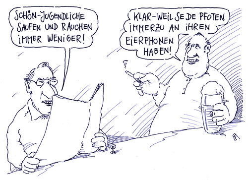 Cartoon: saufen und rauchen (medium) by Andreas Prüstel tagged jugend,jugendliche,alkohol,rauchen,zigaretten,iphon,cartoon,karikatur,andreas,pruestel,jugend,jugendliche,alkohol,rauchen,zigaretten,iphon,cartoon,karikatur,andreas,pruestel