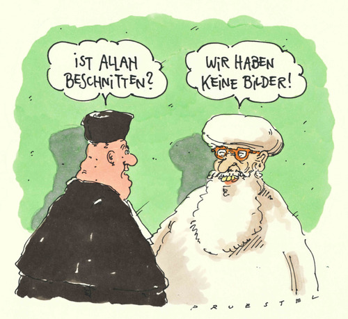 Cartoon: schnittgott (medium) by Andreas Prüstel tagged pfaffe,christentum,imam,islam,allah,gott,religiösesritual,beschneidung,beschneidung,religiös,gott,allah,islam,christentum