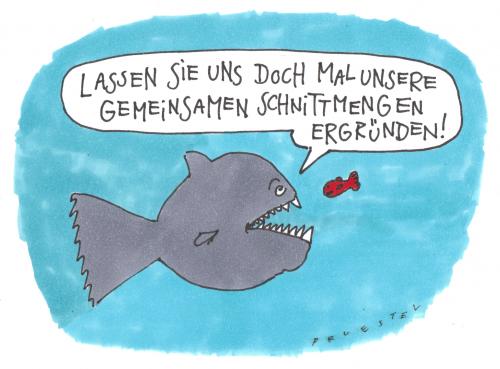 Cartoon: schnittmengen (medium) by Andreas Prüstel tagged partnerschaft,fische