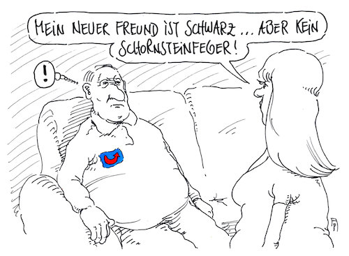 Cartoon: schock (medium) by Andreas Prüstel tagged afd,fremdenfeindlichkeit,rassismus,liebe,schornsteinfeger,schwarz,cartoon,karikatur,andreas,pruestel,afd,fremdenfeindlichkeit,rassismus,liebe,schornsteinfeger,schwarz,cartoon,karikatur,andreas,pruestel