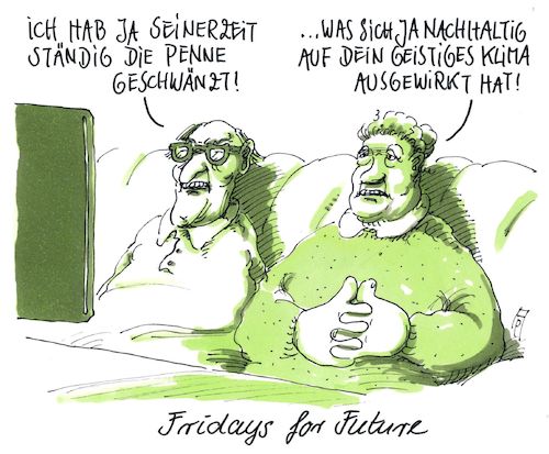 Cartoon: schulschwänzer (medium) by Andreas Prüstel tagged friday,for,future,schüler,schulschwänzen,cartoon,karikatur,andreas,pruestel,friday,for,future,schüler,schulschwänzen,cartoon,karikatur,andreas,pruestel