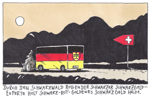 Cartoon: schwarzbild (medium) by Andreas Prüstel tagged schwarzgeldkonten,finanzminister,schäuble,schweizer,banken,schwarzgeldkonten,finanzminister,schäuble,schweizer,banken,bank,finanzenschwarzgeld,konten