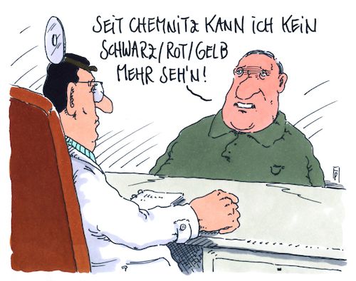 Cartoon: seit chemnitz (medium) by Andreas Prüstel tagged chemnitz,krawalle,rechtsradikale,neonazis,besorgte,bürger,nationalismus,fremdenfeindlichkeit,asylbewerber,schwarzrotgelb,cartoon,karikatur,andreas,pruestel,chemnitz,krawalle,rechtsradikale,neonazis,besorgte,bürger,nationalismus,fremdenfeindlichkeit,asylbewerber,schwarzrotgelb,cartoon,karikatur,andreas,pruestel