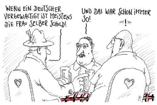 Cartoon: selber schuld (medium) by Andreas Prüstel tagged vergewaltigung,mord,freiburg,asylant,flüchtlinge,rechtspopulisten,deutsche,cartoon,karikatur,andreas,pruestel,vergewaltigung,mord,freiburg,asylant,flüchtlinge,rechtspopulisten,deutsche,cartoon,karikatur,andreas,pruestel