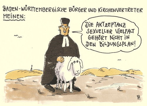 Cartoon: akTzeptanz (medium) by Andreas Prüstel tagged pruestel,andreas,karikatur,cartoon,schaf,bürger,kirchenvertreter,kirche,sodomie,homosexuallität,vielfalt,sexuelle,sexuallität,unterricht,schule,württemberg,baden,baden,württemberg,schule,unterricht,sexuallität,sexuelle,vielfalt,homosexuallität,sodomie,kirche,kirchenvertreter,bürger,schaf,cartoon,karikatur,andreas,pruestel