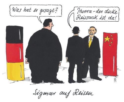 Cartoon: sigmar auf reisen (medium) by Andreas Prüstel tagged sigmar,gabriel,wirtschaftsminister,spd,reisen,china,reis,sack,wirtschaftsverhandlungen,dick,cartoon,karikatur,andreas,pruestel,sigmar,gabriel,wirtschaftsminister,spd,reisen,china,reis,sack,wirtschaftsverhandlungen,dick,cartoon,karikatur,andreas,pruestel