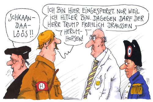 Cartoon: skandalös (medium) by Andreas Prüstel tagged usa,trump,charlottesville,rassismus,nazis,keine,distanzierung,klapsmühle,luther,hitler,napoleon,cartoon,karikatur,andreas,pruestel,usa,trump,charlottesville,rassismus,nazis,keine,distanzierung,klapsmühle,luther,hitler,napoleon,cartoon,karikatur,andreas,pruestel