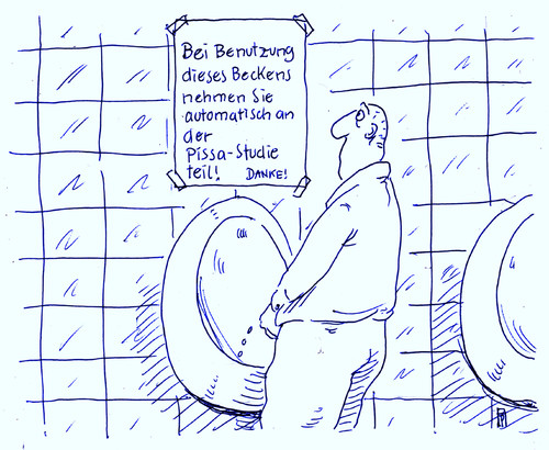 Cartoon: studie (medium) by Andreas Prüstel tagged studie,studienwahn,pisastudie,pissen,wc,toilette,pissbecken,cartoon,karikatur,andreas,pruestel,studie,studienwahn,pisastudie,pissen,wc,toilette,pissbecken,cartoon,karikatur,andreas,pruestel