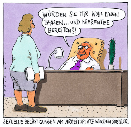 Cartoon: subtil (medium) by Andreas Prüstel tagged sexuelle,belästigung,job,arbeitsplatz,tee,cartoon,karikatur,andreas,pruestel,sexuelle,belästigung,job,arbeitsplatz,tee,cartoon,karikatur,andreas,pruestel