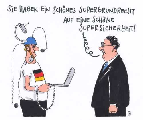 Cartoon: supergrundrecht (medium) by Andreas Prüstel tagged innenminister,friedrich,supergrundrecht,grundrechte,bürgerüberwachung,ausspähung,nsa,bnd,datenspeicherung,cartoon,karikatur,andreas,pruestel,innenminister,friedrich,supergrundrecht,grundrechte,bürgerüberwachung,ausspähung,nsa,bnd,datenspeicherung,cartoon,karikatur,andreas,pruestel