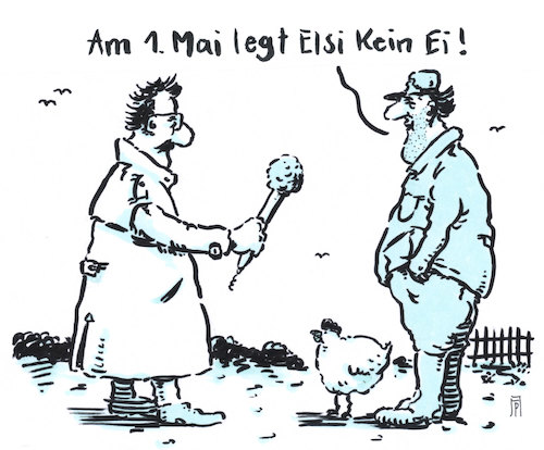 Cartoon: tag der arbeit (medium) by Andreas Prüstel tagged erster,mai,tag,der,arbeit,huhn,ei,bauer,cartoon,karikatur,andreas,pruestel,erster,mai,tag,der,arbeit,huhn,ei,bauer,cartoon,karikatur,andreas,pruestel