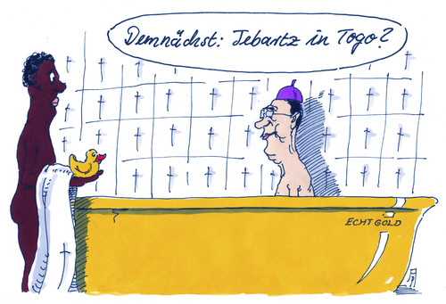 Cartoon: tebartz im außendienst (medium) by Andreas Prüstel tagged tebartz,van,elst,versetzung,auslandseinsatz,katholische,kirche,bischof,togo,afrika,badeente,cartoon,karikatur,andreas,pruestel,tebartz,van,elst,versetzung,auslandseinsatz,katholische,kirche,bischof,togo,afrika,badeente,cartoon,karikatur,andreas,pruestel