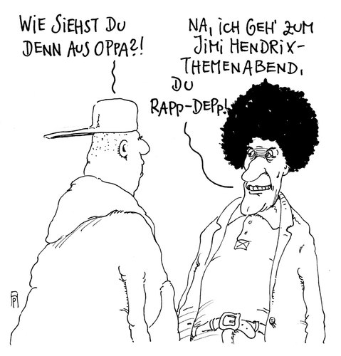 Cartoon: themenabend (medium) by Andreas Prüstel tagged rock,musik,jimi,hendrix,rapp,opa,enkel,depp,themenabend,cartoon,karikatur,andreas,pruestel,rock,musik,jimi,hendrix,rapp,opa,enkel,depp,themenabend,cartoon,karikatur,andreas,pruestel