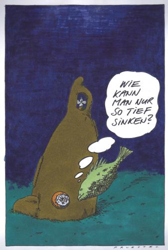 Cartoon: tiefsee (medium) by Andreas Prüstel tagged uboot,schiffskatastrophe,fische